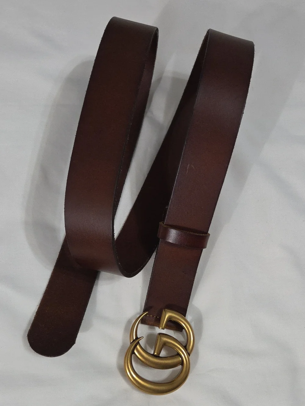Gucci Brown Leather Belt with Gold Double G Buckle